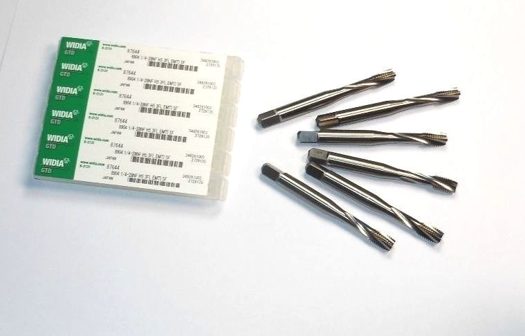 WIDIA Mod Bottoming Spiral Flute Taps 1/4-28 H5 3FL HSS-E 87644 (6 Pcs)