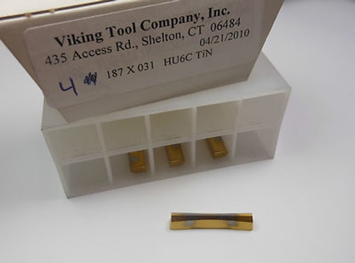 VIKING Carbide Grooving Inserts 0.187" x 0.31" HU6C TiN (4 Pcs)