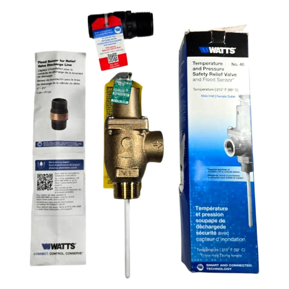 Watts 1 40XL-4 F163725 1in 150PSI/210°F Bronze Flood Sensor T&P Relief Valve