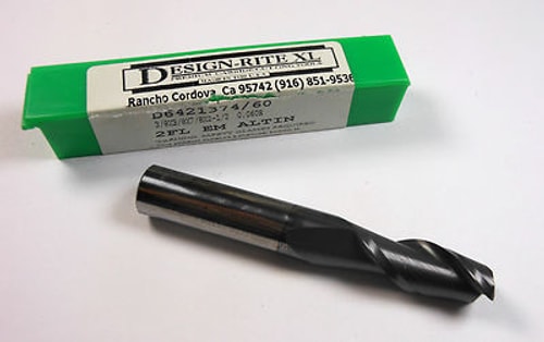 DESIGN RITE Carbide Corner Radius End Mill 3/8" 2FL AlTiN 0.060" Radius