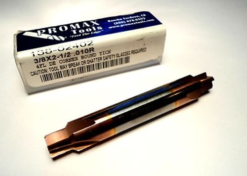 PROMAX 138-02402 Carbide Double Corner Rounding End Mill 3/8" 4F TiCN 0.010" Rad