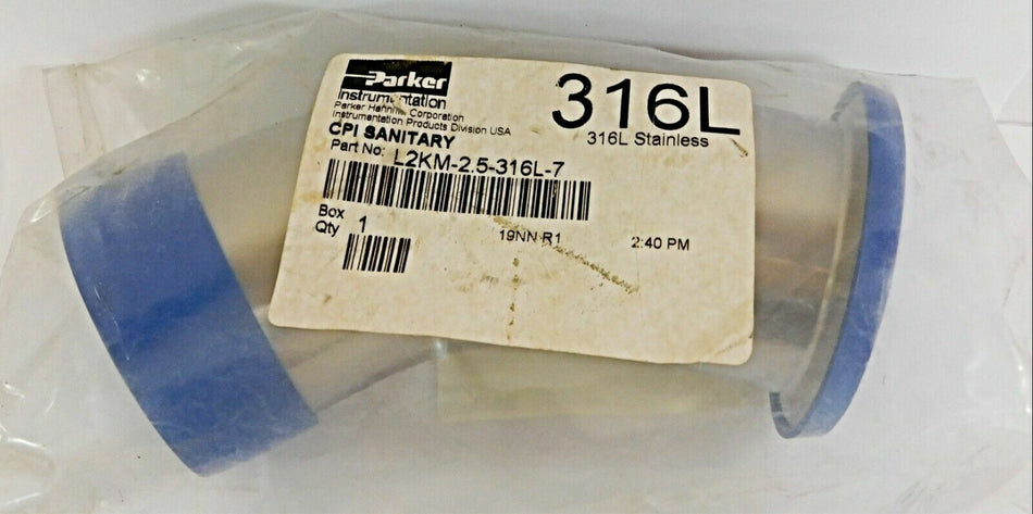 Parker L2KM-2.5-316L-7 Stainless Steel 45° Sweep Elbow 2-1/2"