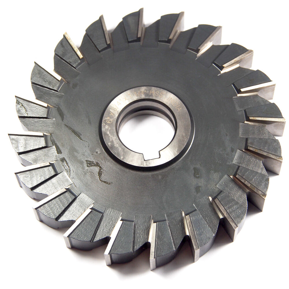 INTERSTATE Side Milling Cutter 6" x 3/4" x 1-1/4" Arbor HSS 28T 03016490