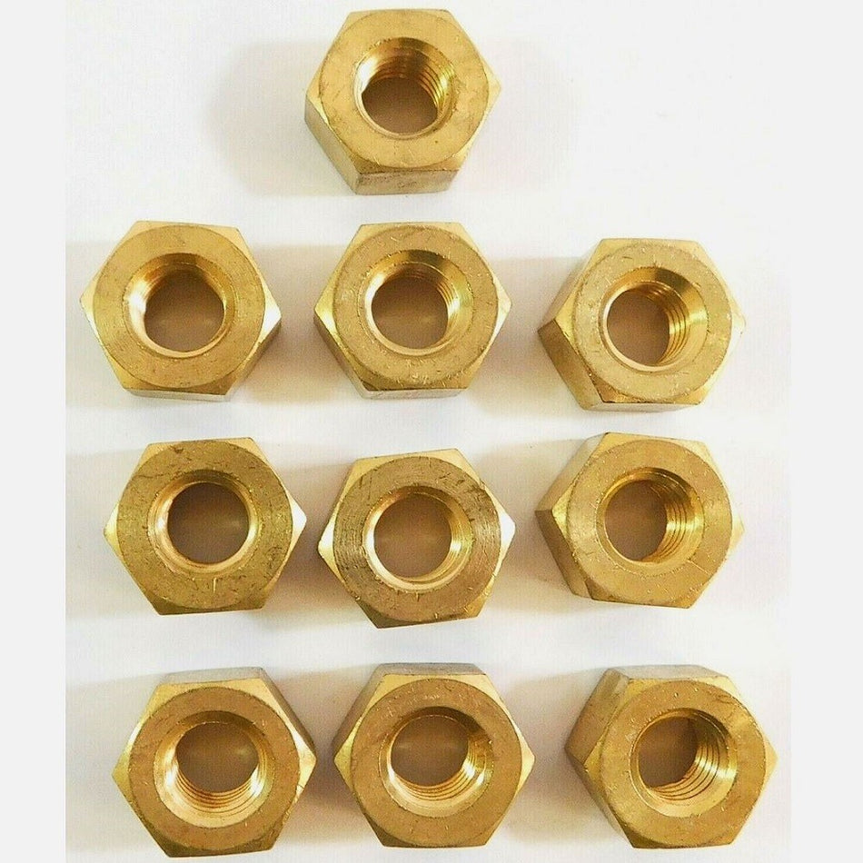 Fastenere 1/2"-13 Brass Hex Nuts (Pack of 10)