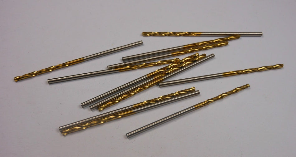 Jobber Length Drills #52 0.0635" HSS TiN 118° 7/8" LOC x 1-7/8" OAL (12 Pcs)