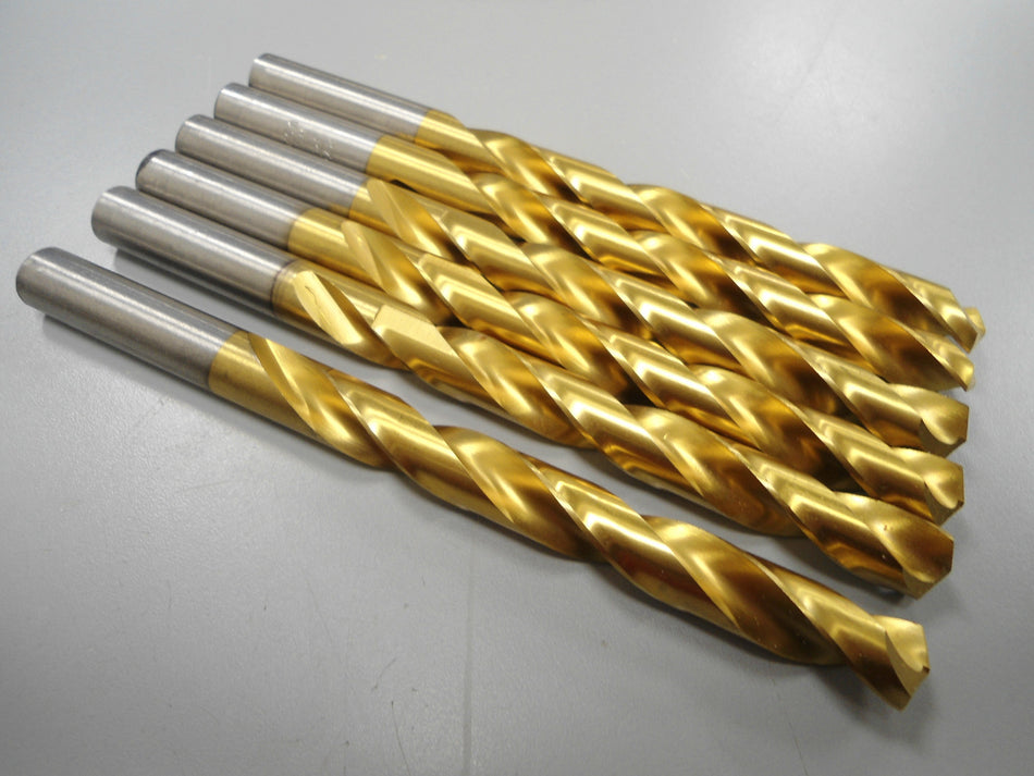 Jobber Length Drill Bits 27/64" HSS TiN 135° 3-15/16" x 5-3/8" (6 Pcs)