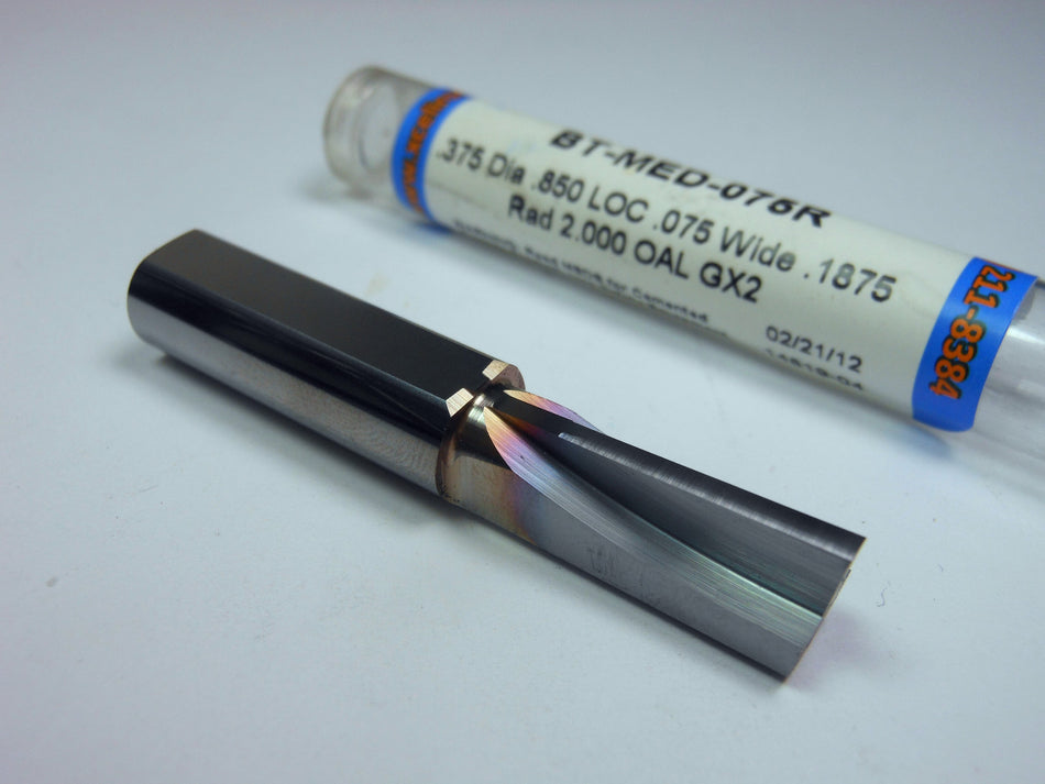 XCELIRON Carbide Single Flute Broach 0.375" x 0.850" LOC x 0.075" Wide