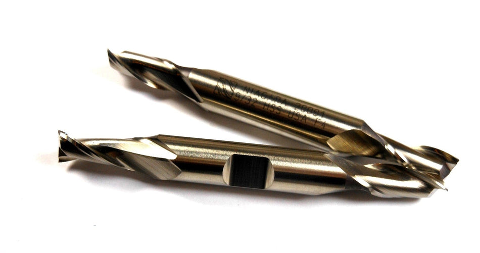 NIAGARA Double End Mills 9/32" 2FL HSS 3/8" x 9/16" x 3-1/8" 28091 (2 Pcs)