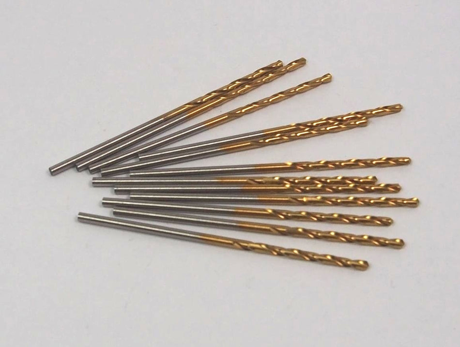 Jobber Length Drills #50 0.070" HSS TiN 118° 1" LOC x 2" OAL (12 Pcs)