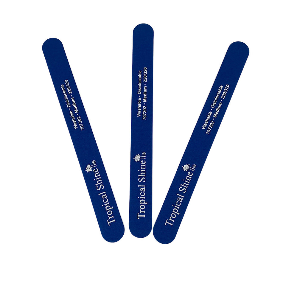 Tropical Shine 707302 7-1/2" x 3/4" 220/320 Grit Blue Nail File (Lot of 3) -