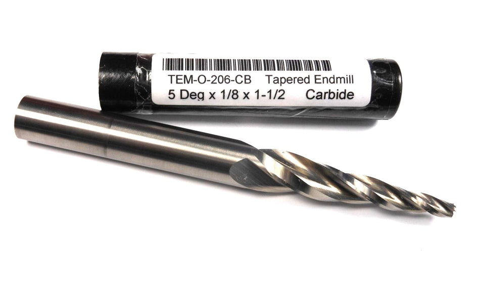 Tapered Carbide Square End Mill 1/8" 3FL 5° 3/8" x 1-1/2" x 3-1/2"