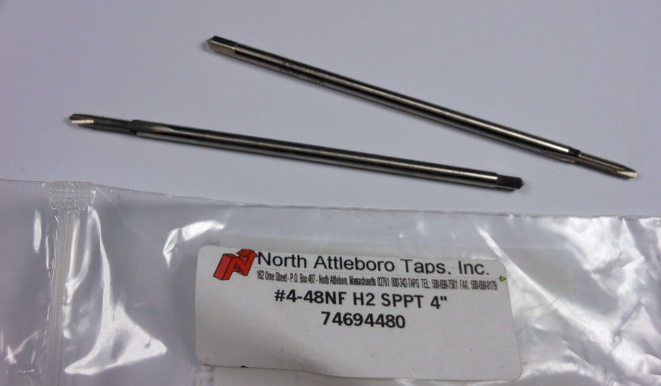 Plug Spiral Point Taps #4-48 H2 2FL HSS UNF 4" OAL (2 Pcs)