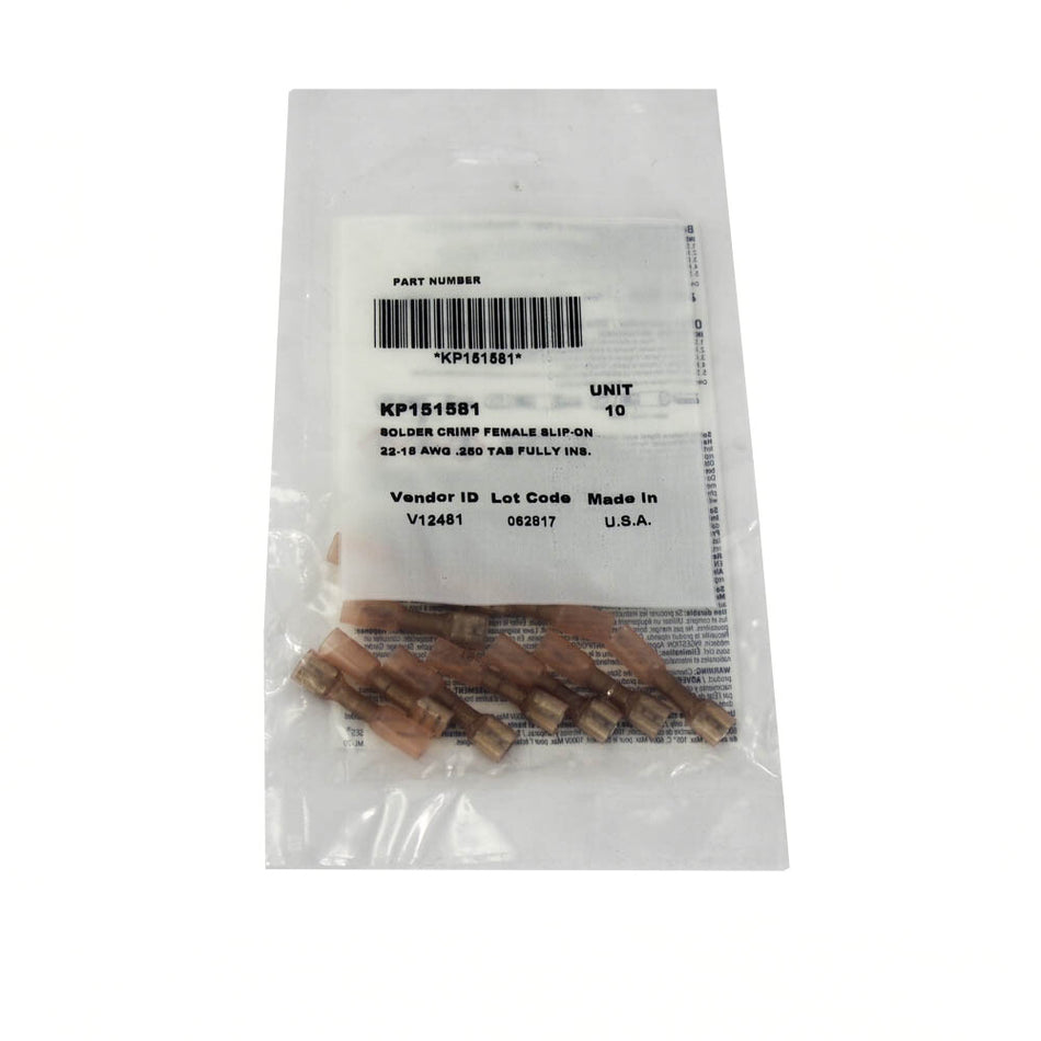 KP151581 Female Slip-On Solder Crimp 22-18 AWG (10 Pk) -
