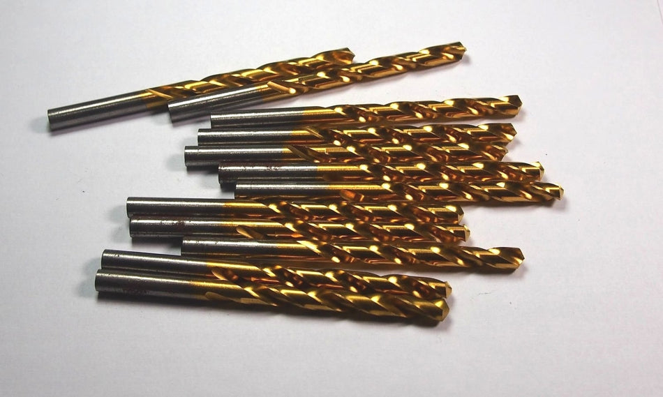Jobber Length Drills "D" HSS TiN USA (12 Pcs)