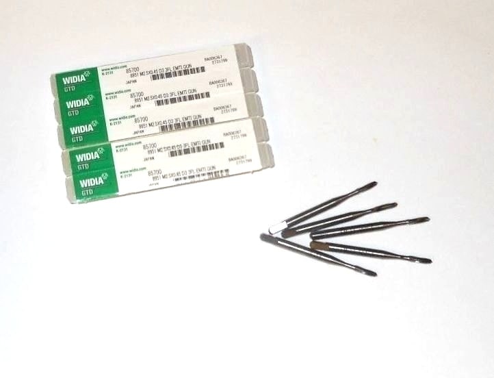 WIDIA Plug Spiral Flute Taps M2.5x0.45 D3 3FL HSS-E 85700 (5 Pcs)