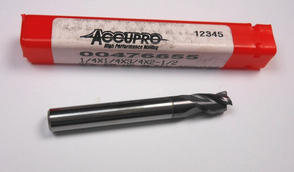 Carbide Corner Radius End Mill 1/4" 3FL AlTiN 0.0150" Radius
