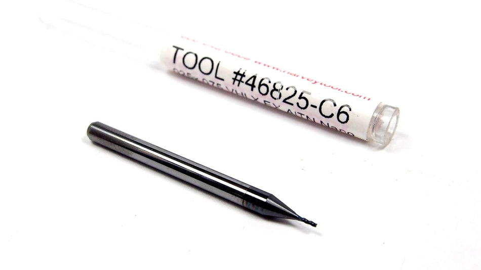 Harvey Carbide Corner Radius End Mill 0.025" 3FL 0.004" Radius 46825-C6