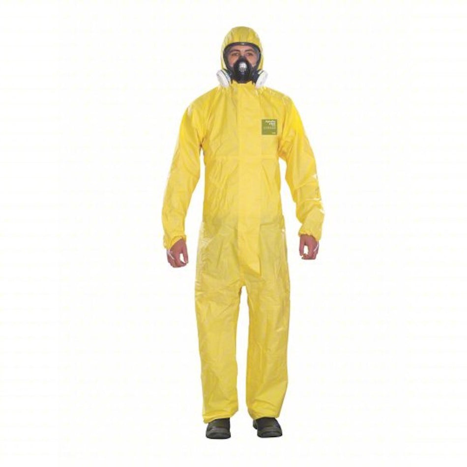 AlphaTec 682300 Size 2XL Polyethylene Elastic Yellow Coveralls (Pack of 5) -