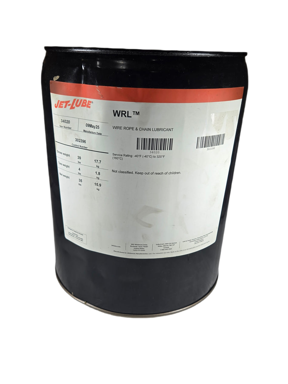Jet-Lube 34020 5 Gal -50°F to 320°F Petroleum Base Wire Rope & Chain Lubricant