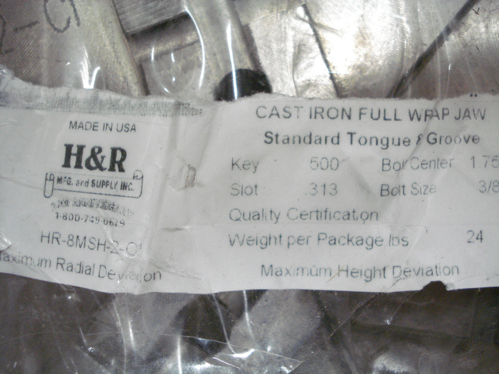 H&R 8 Inch Round Chuck Jaw Set - Cast Iron - Tonque & Groove - HR-8MSH-2-CI -2