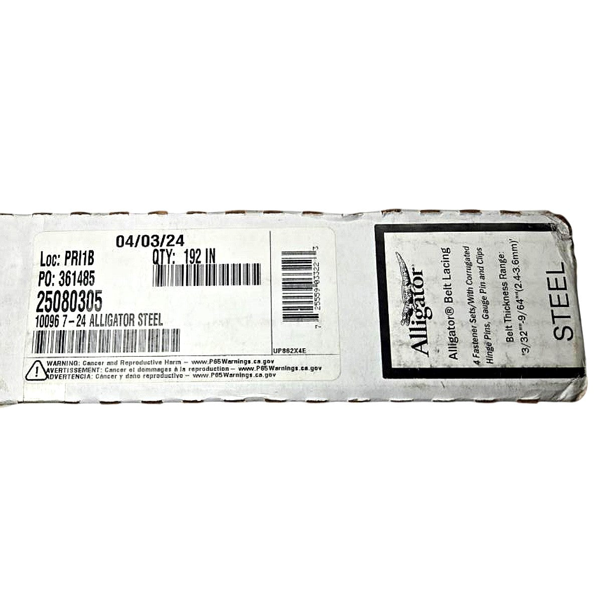 Alligator 10096 7-24 conveyor belt lacing