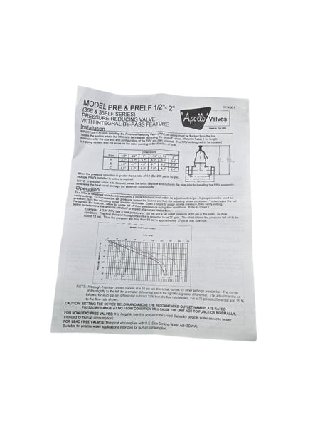 Apollo 1 36E10503T pressure reducing valve