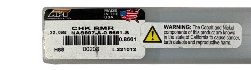 APT NAS897-A-0.8661-S tapered hand reamer