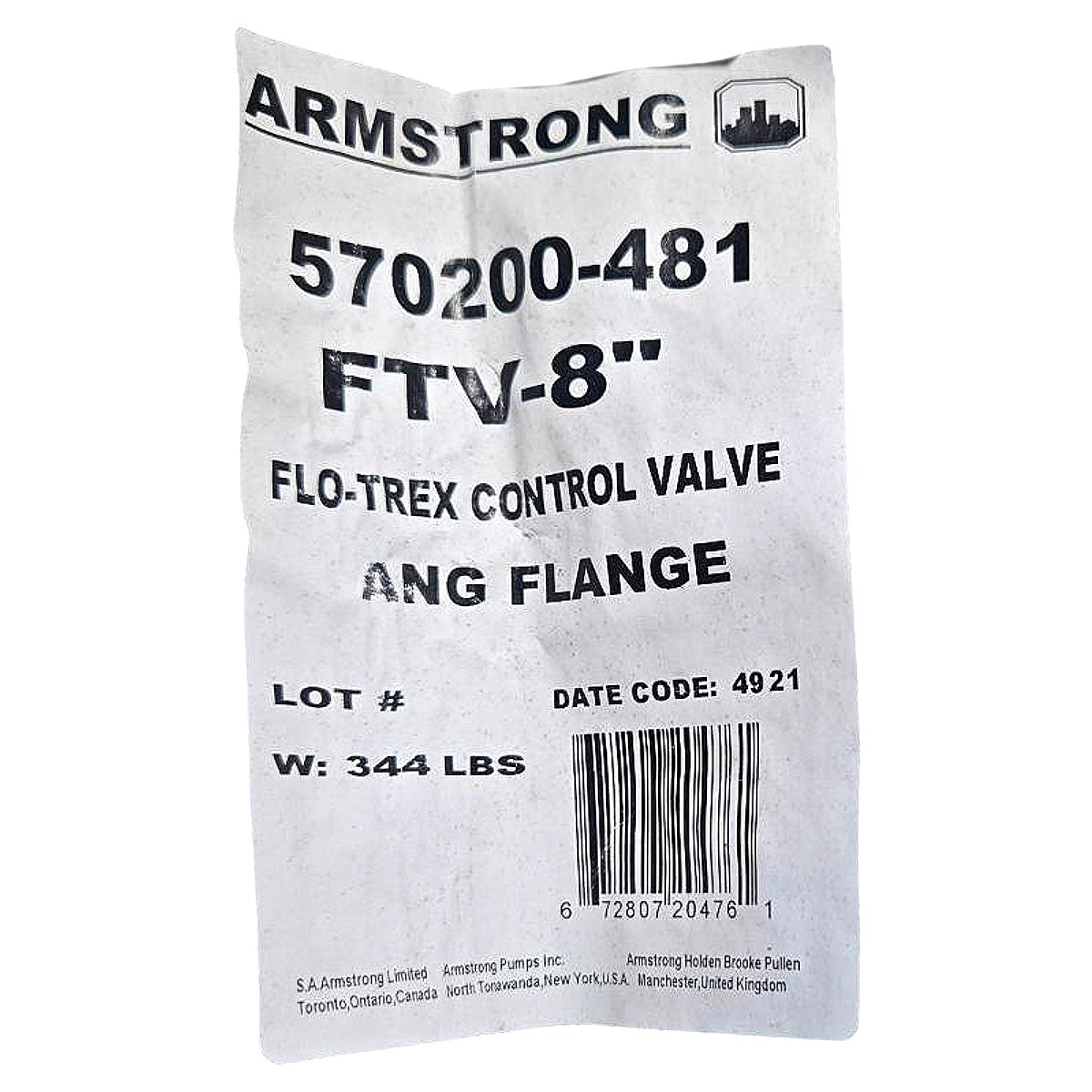 Armstrong 570200-481 Flanged Angle Control Valve