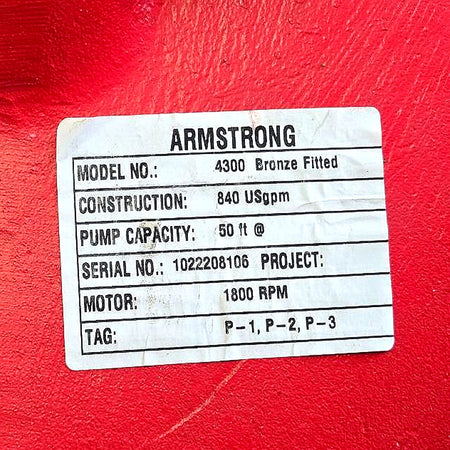 Armstrong DE 4300 0611-020.0 centrifugal inline pump