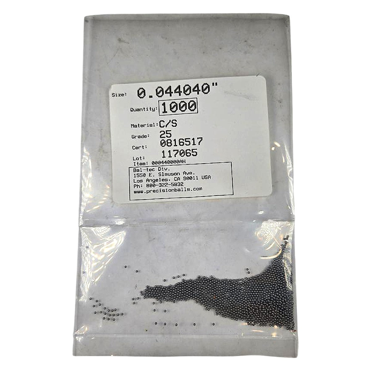 Bal-Tec 000440000AH precision steel gage balls