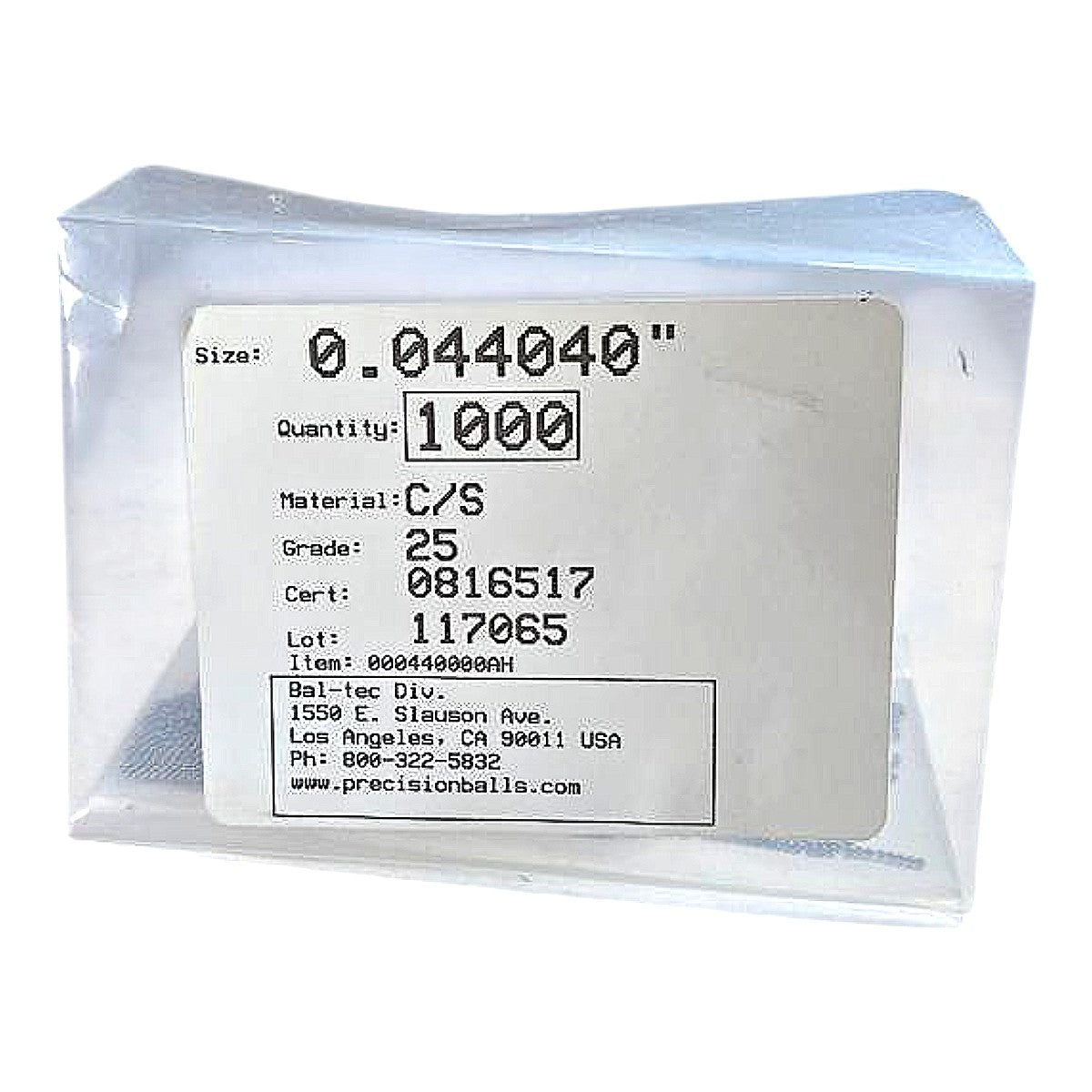 Bal-Tec 000440000AH precision steel gage balls