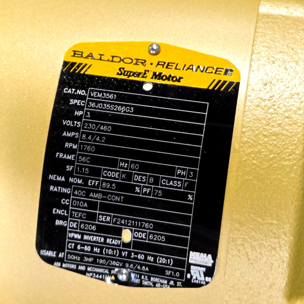 Baldor VEM3561 AC induction motor