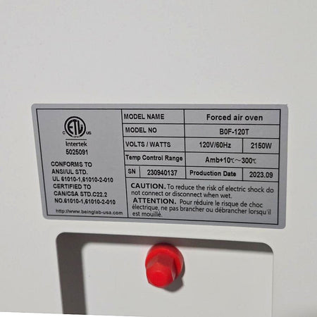 Being BO212120U forced air laboratory oven