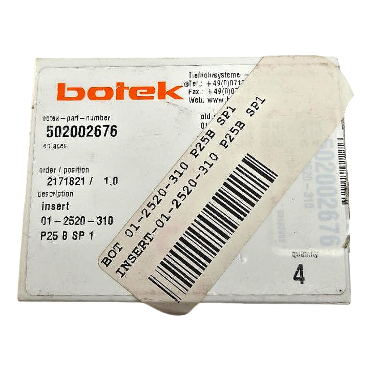 Botek 502002676 deep hole drilling insert