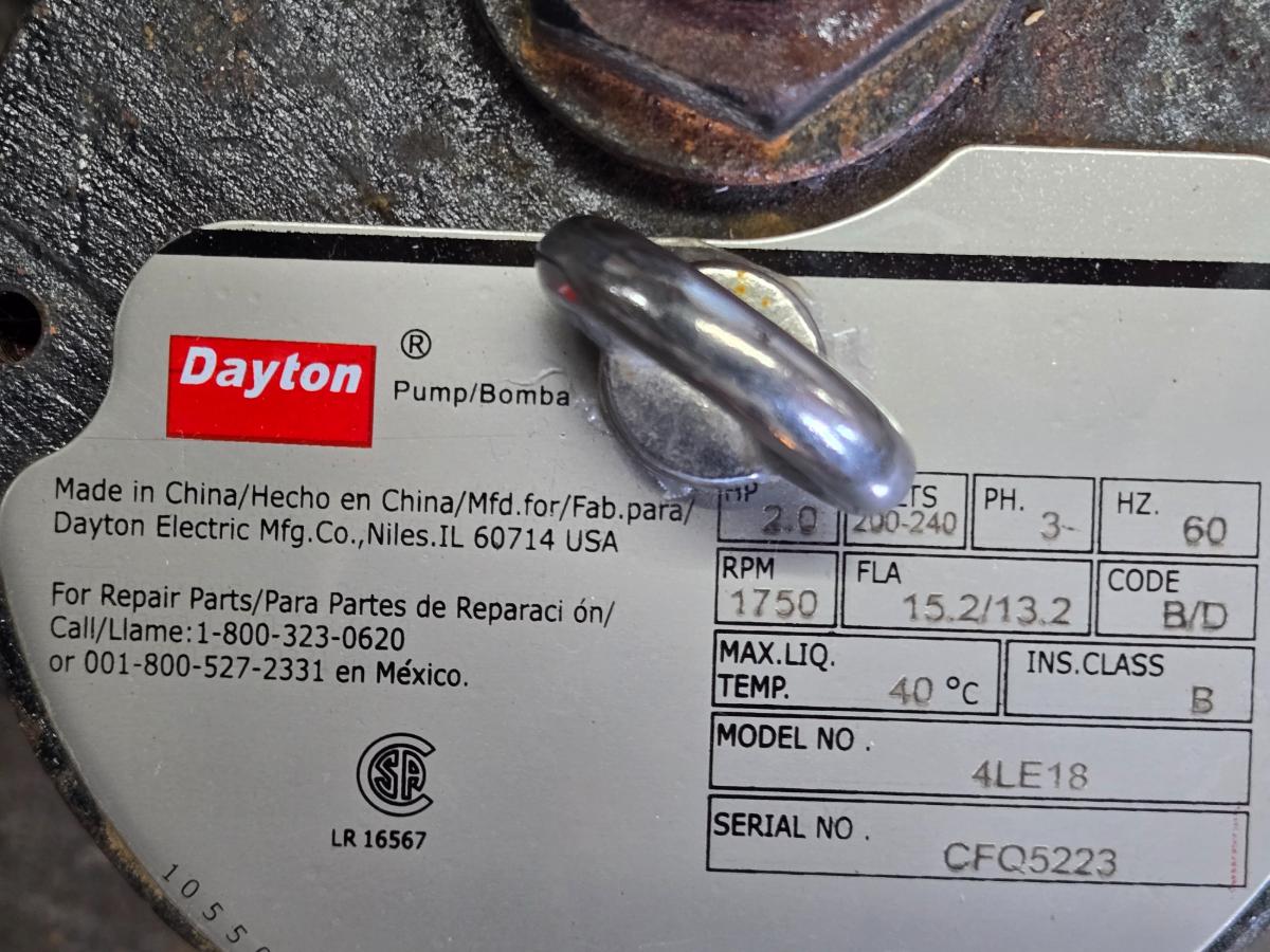 Dayton 4LE18 submersible sewage ejector pump