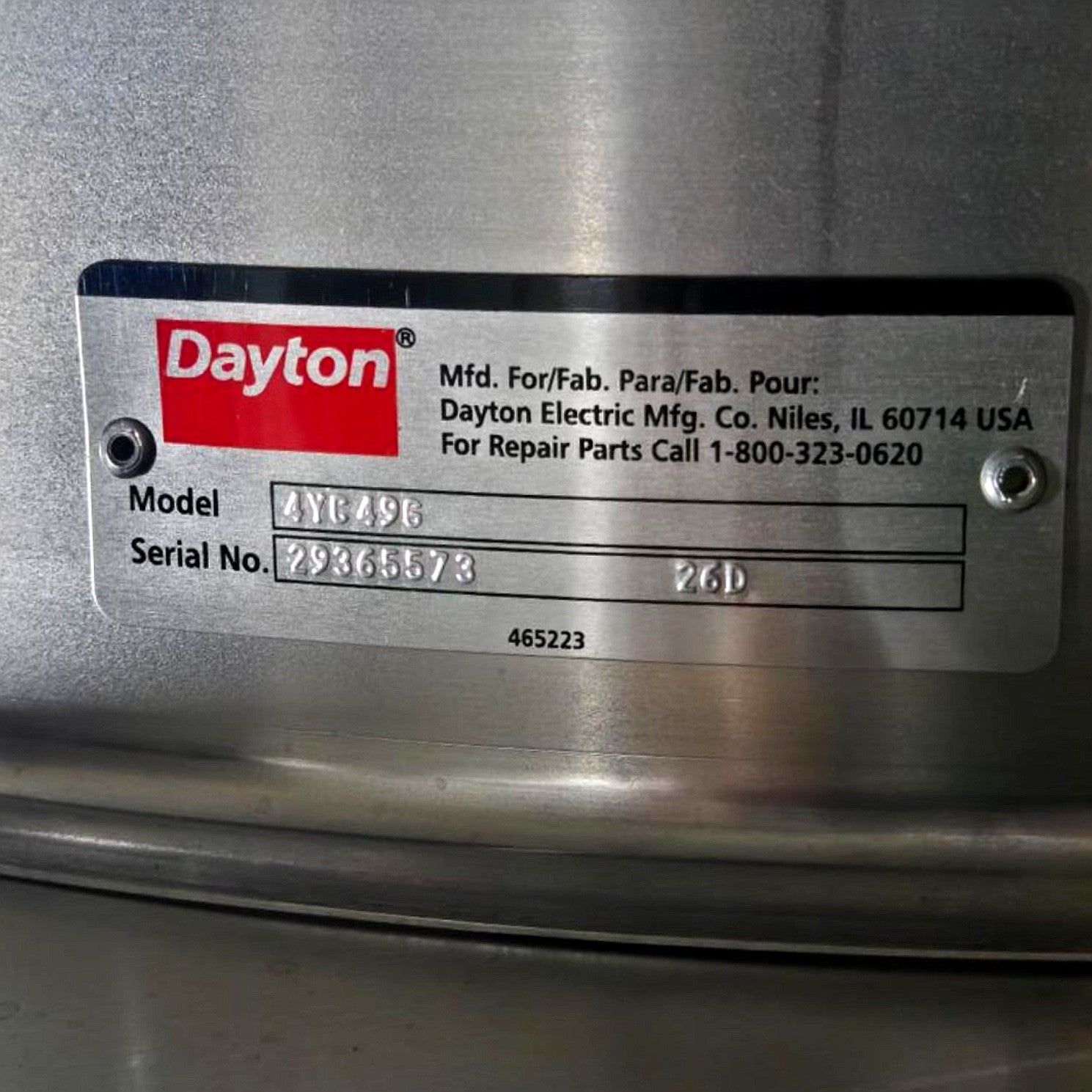 Dayton 4YC49 Axial Downblast Roof Exhaust Fan