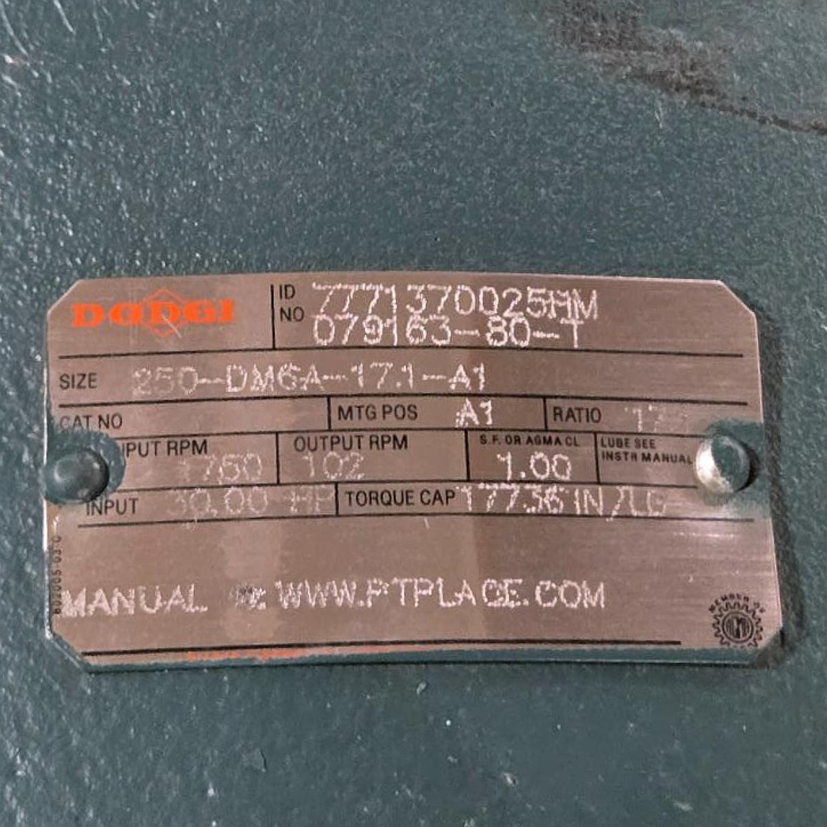 Dodge 250-DM6A-17.1-A1 helical gear reducer
