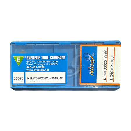 Everede Tool N9MT080201W-60 NC40 carbide milling insert