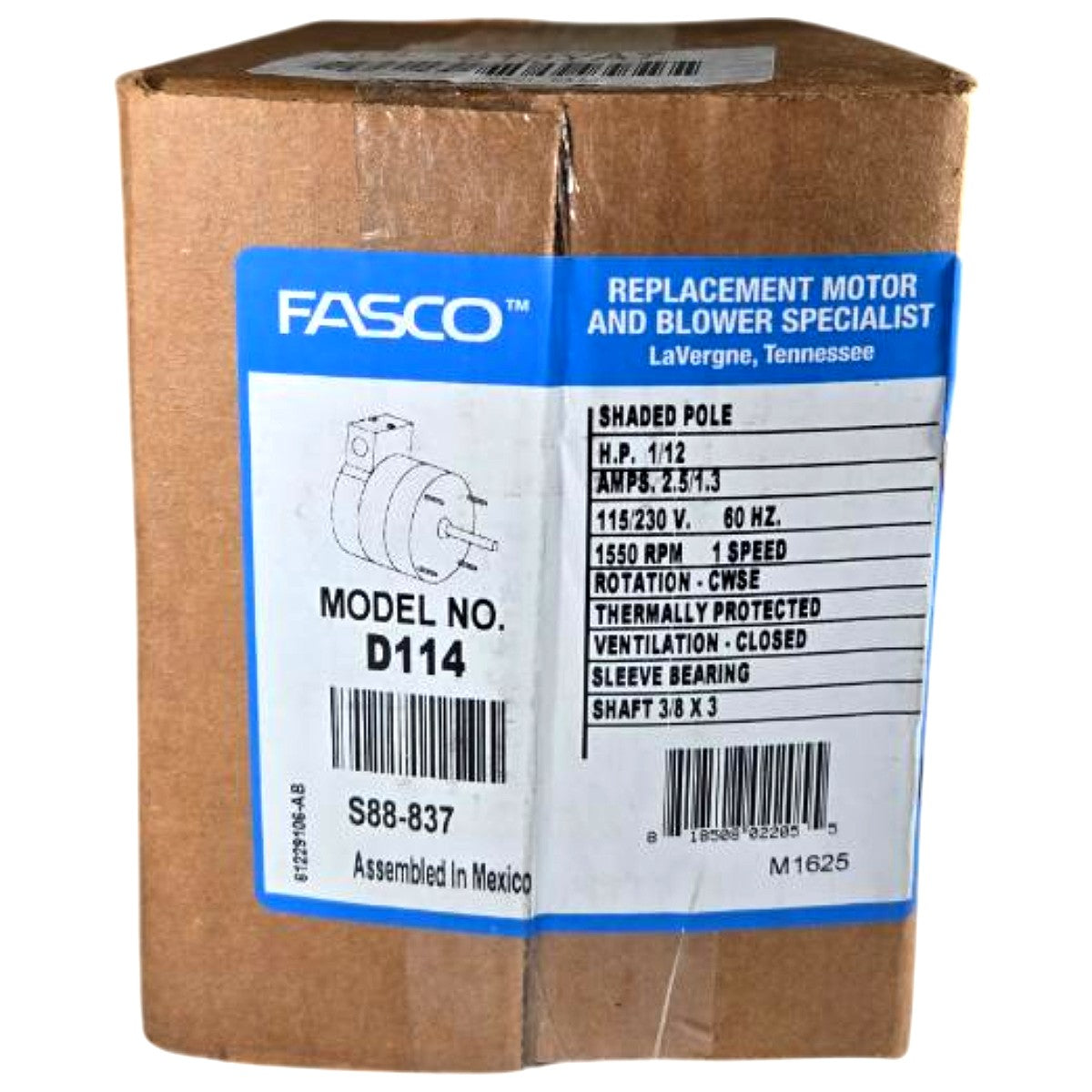 Fasco D114 S88-837 shaded pole fan motor