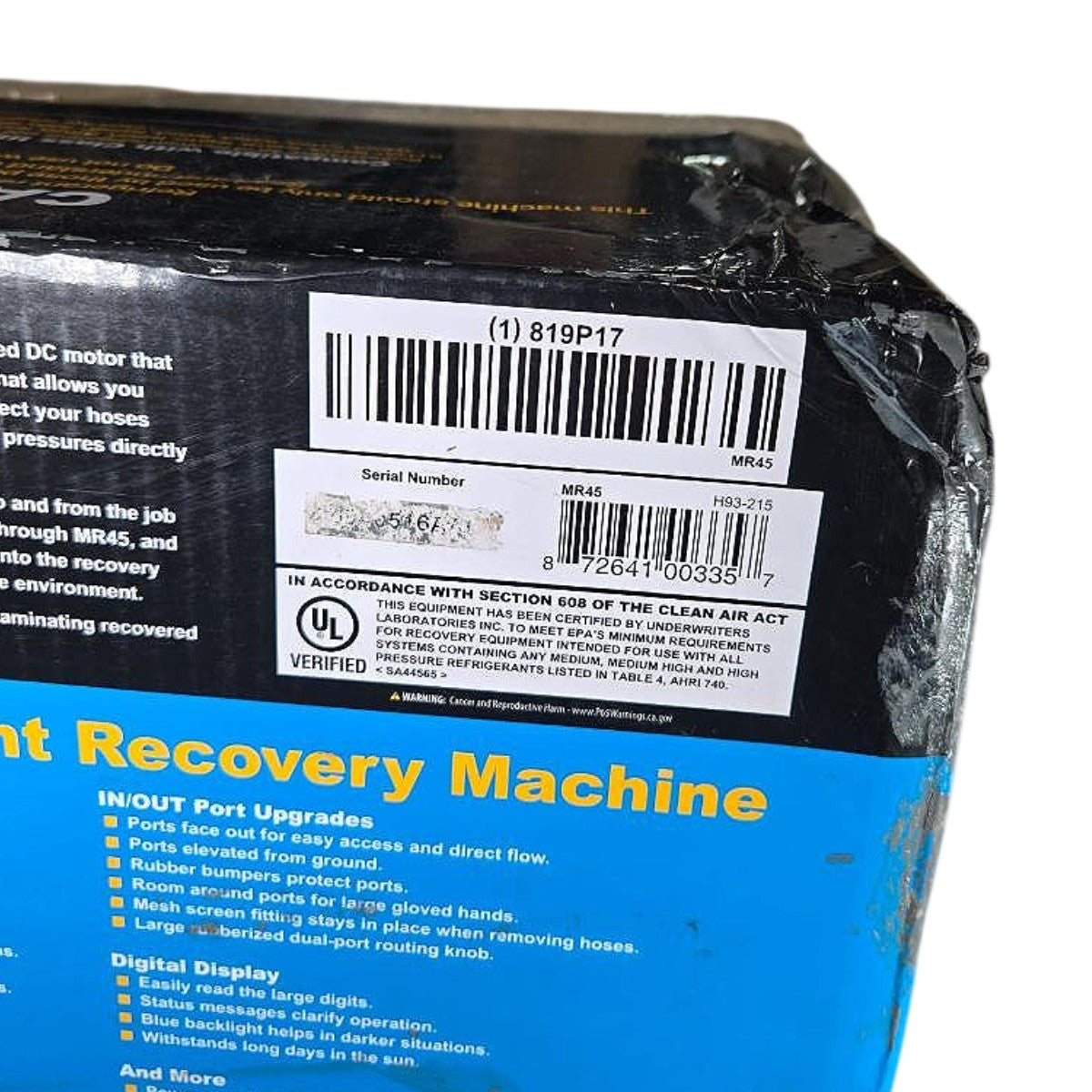 Fieldpiece MR45 refrigerant recovery machine