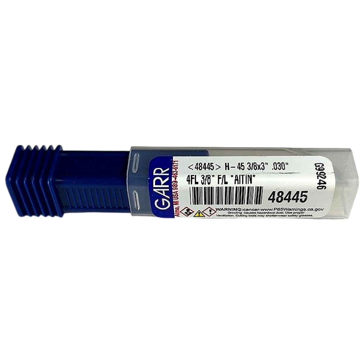 Garr 48445 3/8x3in 4FL .030"R carbide corner radius end mill