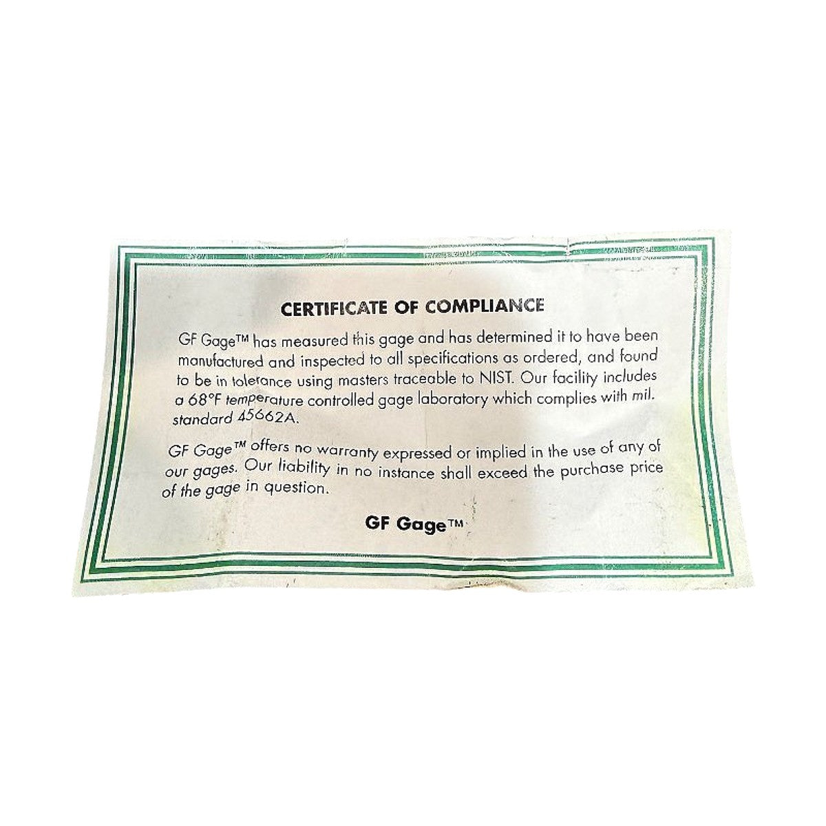 GF Gage 55306674 Taperlock Thread Plug Gage