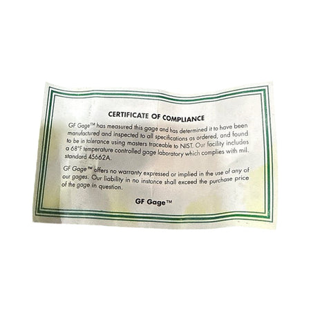 GF Gage G152216 Thread Plug Gage