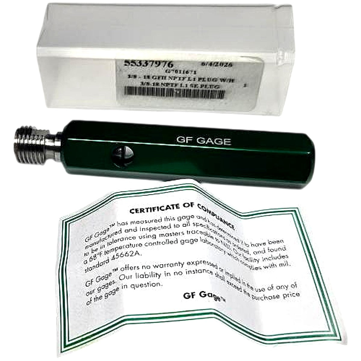 GF Gage G7011671 pipe thread plug gage
