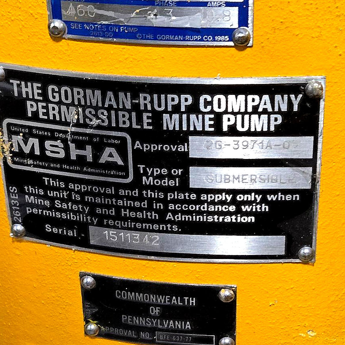 Gorman Rupp SM3B1-X6 460/3 submersible mine pump
