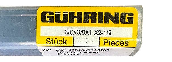 Guhring 9031530095200 3/8x3/8x1x2-1/2 FIREX 4-Flute solid carbide end mill