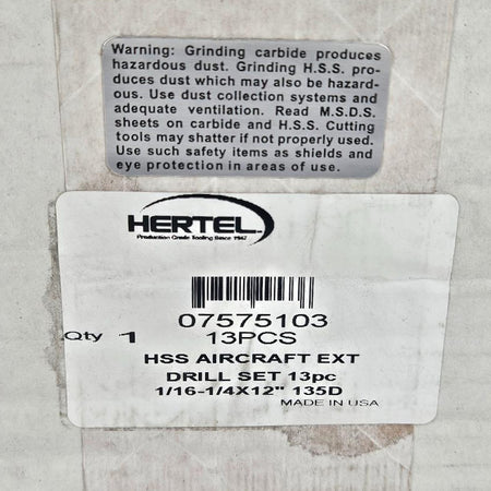 Hertel 912SF-2 Aircraft Extension Drill Set