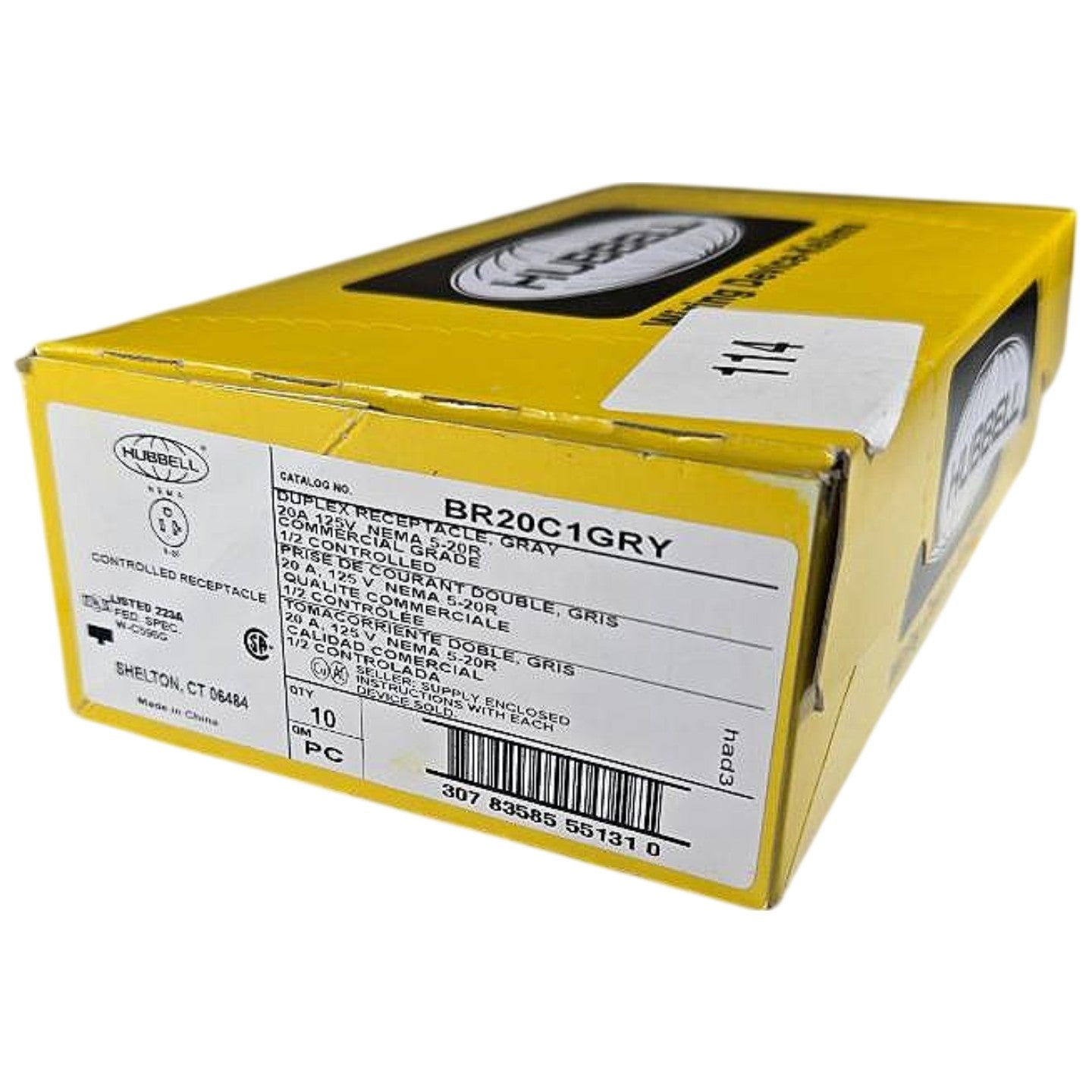 Hubbell BR20C1GRY duplex receptacle outlet