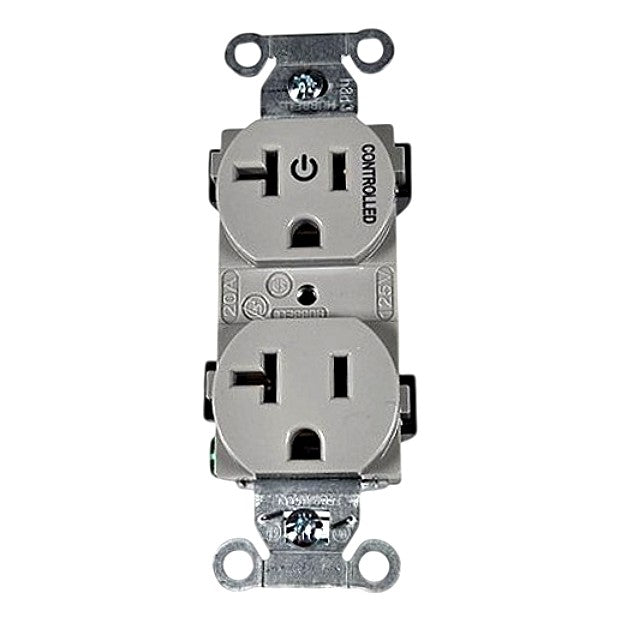 Hubbell BR20C1GRY Half-Controlled Duplex Receptacle