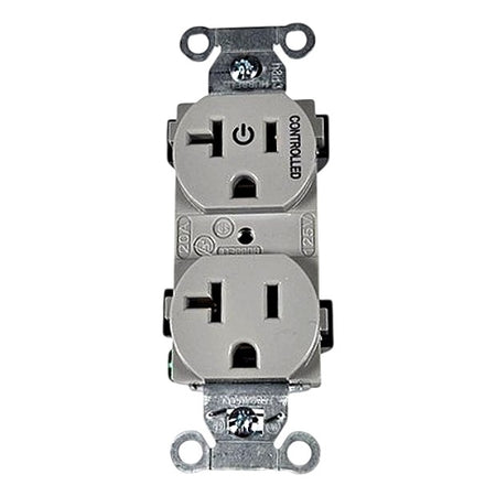 Hubbell BR20C1GRY Half-Controlled Duplex Receptacle